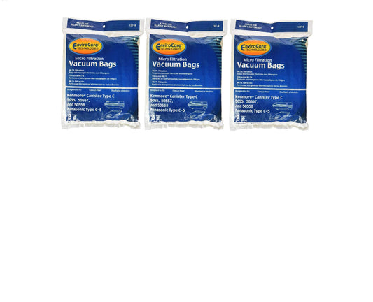 EnviroCare Replacement Vacuum Bags for Kenmore Canister Type C or Q 50555, 50558, 50557 and Panasonic Type C-5 27 Bags