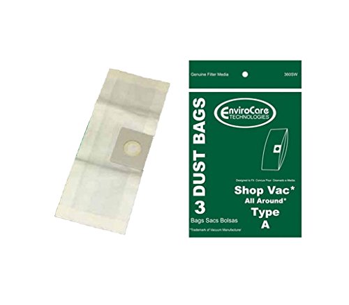 EnviroCare Replacement Vacuum Cleaner Dust Bags made to fit Shop Vac All Around Tyoe A 3 Pack