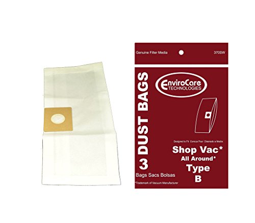 3 ShopVac Type B #9066800 2-Gallon Wet/Dry Vacuum Bags 906-68-00 Shop Vac