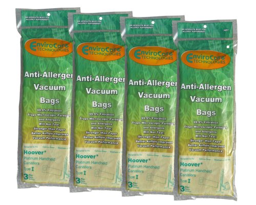 12 Hoover Type I HEPA Platinum Handheld Canister Vacuum Cleaner Bags