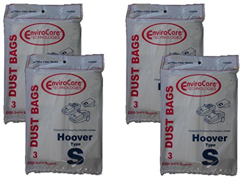 12 bags (4 pkgs) Hoover Type S Vacuum Cleaner Bags 43655097, 4010064S, 4010344S, 43655093, 4010100S