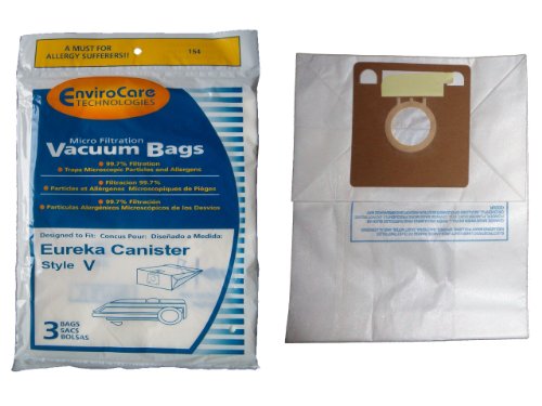 75 Eureka Allergy Style V Vacuum Bags, Power Team, Powerline, Canisters, World Vac, Home Cleaning System Vacuum Cleaners, 3800, 3900, 6700, 6800, 6865, 8000, 8200, 8900, 52358, 52358-12, 576898-12 (Filteraire), 54923-10, 6865