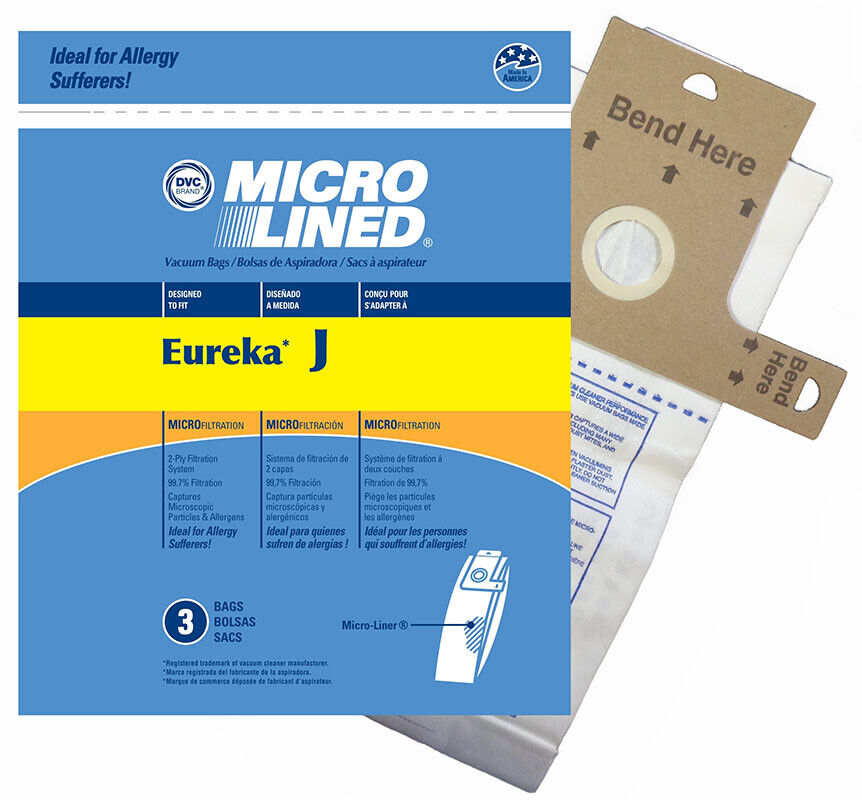 DVC Eureka Style J 61515C Micro Allergen Vacuum Cleaner Bags Made in USA [ 15 Bags ]