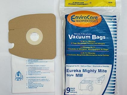 EnviroCare 9 micro filtration Vacuum Bags for Eureka MM Mighty Mite 3670 and 3680 Canister