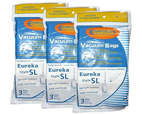 9 Eureka Sanitaire Type SL Vacuum Bag, Commercial Mini Upright Vacuum Cleaners, S782, SC785, S782A, S782A-1, SC785A-1, SC785A, 61125-12, 61125-50, 61125, SC785A 2 Pack