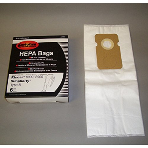 Riccar 8000, 8900 Series & Simplicity 7000 Series Hepa Filtration Type B Bags 6 Pk Generic Part # A846