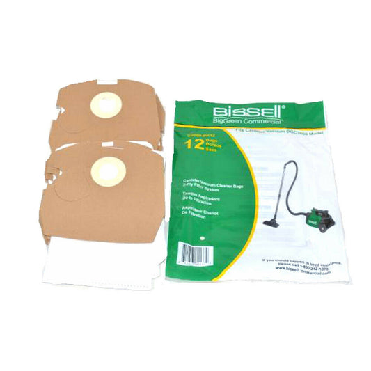 Bissell Compact Canister Vacuum Cleaner Paper Bags (1 Pack 12 Bags) # 19-2494-08