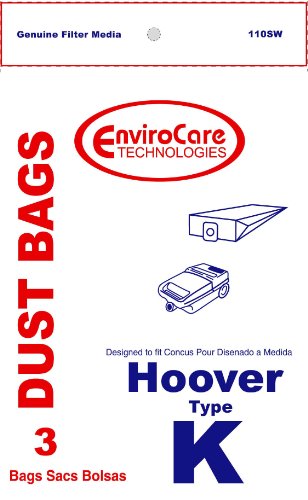 EnviroCare Replacement Vacuum Cleaner Dust Bags for Hoover Type K Canisters 3 pack