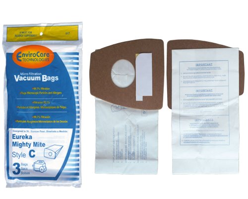 EnviroCare Replacement Micro Filtration Vacuum Cleaner Dust Bags made to fit Eureka Type C Mighty Mite Canisters 3 Pack