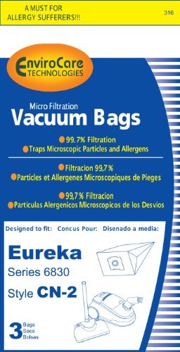 EnviroCare Replacement Micro Filtration Vacuum Bags Designed to Fit Eureka CN-2 Series 6830 3 Bags