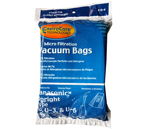 EnviroCare Replacement Micro Filtration Vacuum Cleaner Dust Bags made to fit Panasonic Types U, U-3, U-6-9 Pack