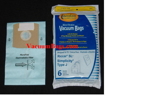 Riccar SL EnviroCare Vacuum Cleaner Bags / 6 pack - Generic w/Dust Seal & Closure (RSLP-6)