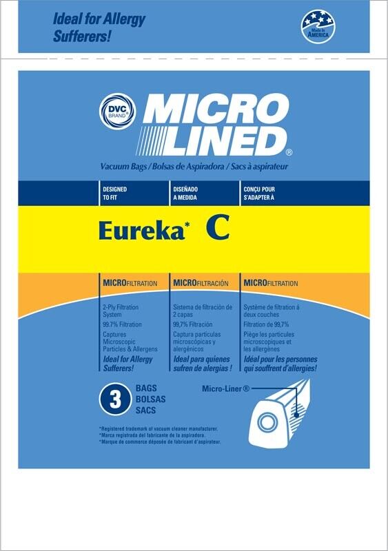 DVC Eureka Style C Mighty Mite Micro Allergen Vacuum Cleaner Bags Made in USA [ 6 Bags ]