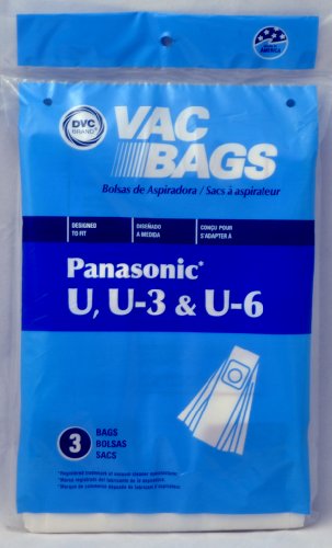 Panasonic Upright Vacuum Cleaner Bags, DVC Replacement Brand, Designed to fit Types U & U-3, 3 Bags in Pack