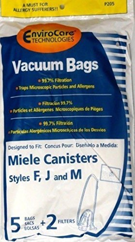 EnviroCare Replacement Bags for Miele F J M Microfiltration Vacuum Bags - 5 Bags + 2 Filters