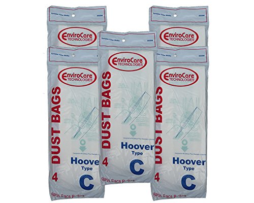 20 Hoover Type C Vacuum Bags for Convertible Upright, Bottom Fill Convertible, Lightweight, O/S Vacuum Cleaners, 1340, 1350, 1351, 13560, 1370, 1372, 13290, 1391, 2552, 2552B, 2650, 2651