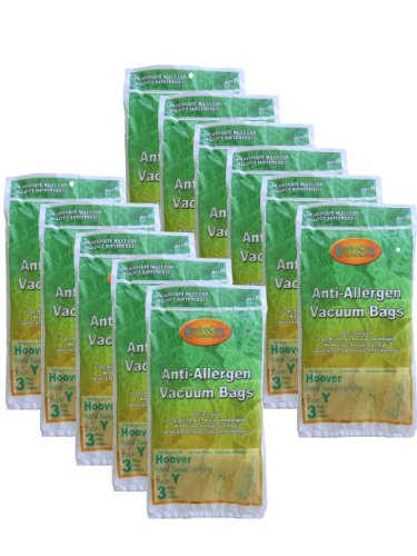 33 Hoover HEPA Allergy Type Y Bags, WindTunnel Upright Vacuum Cleaners, 43655109, 4010100Y, 4010801Y, AH10060DT,AH10040CLP,902419001, Royal, Gold Star, Pacific Steamex