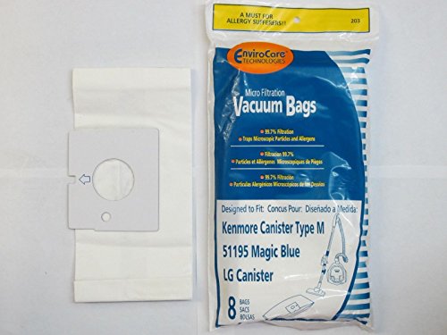 KENMORE 51195 MAGIC BLUE MICROFILTRATION VACUUM BAGS LG TYPE M 32 pack