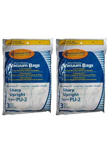 EnviroCare Replacement Micro Filtration Vacuum Bags Designed to Fit Sharp PU-2 Uprights 6 Pack