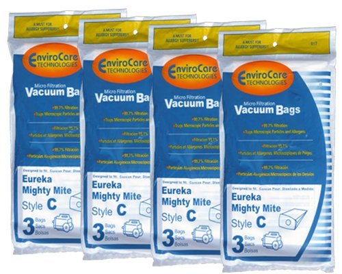12 Eureka C Allergy Mighty Might canister Vacuum Bags, White Westinghouse, Floorshow Cleaner, Home Cleaning Systm, Commercial Vacuum Cleaners, 52318-12, 57697-12 Filteraire, 54921-10, 54021-10, VIP 90