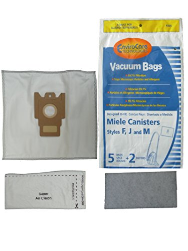 EnviroCare 5 Miele FJM Microfiltration Compact Canister Vacuum Cleaner Bags + Filters
