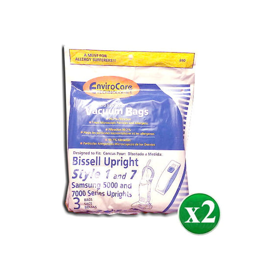 6PK, Bissell Upright Vacuum Cleaner Style 1 & 7 Micro Filtration Paper Bags # 840