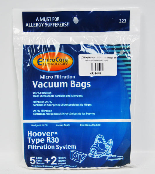 Hoover Type R 30 Canister Vacuum Cleaner Bags, EnviroCare Replacement Brand Bags, designed to fit Hoover Canister Type R-30, 99.7 Microfiltration, 5 bags & 2 filters in pack
