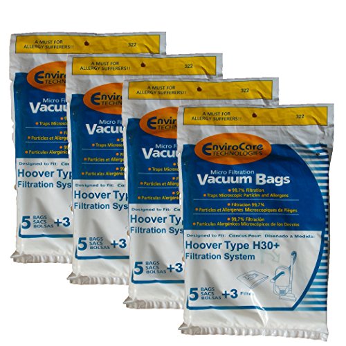 20 Hoover Telios, Arianne H30+ Allergy Vacuum Bags + Filters, Portable Canister, Runabout Vacuum Cleaners, 40101001, 09169855, S3330, S3332,S3320, S3420