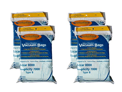 24 Riccar 8000 & Simplicity 7000 Type B Vaccum Bags, Upright, Commercial Vacuum Cleaners, 8000, 7000, 7200, 7250, 7300, 7350, 7700, 7750, 7900, 7950