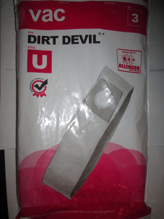 Dirt Devil U Bag - 3 pack