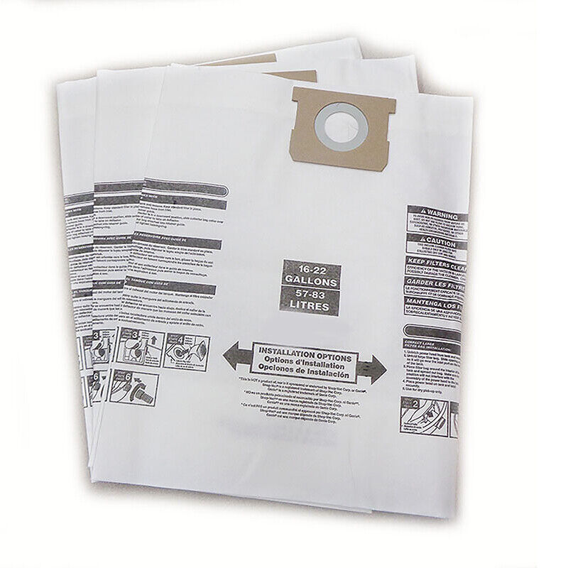 DVC Shop Vac Type J 906-73-00 16-22 Gallon Vacuum Cleaner Bags Made in USA [ 75 Bags ]