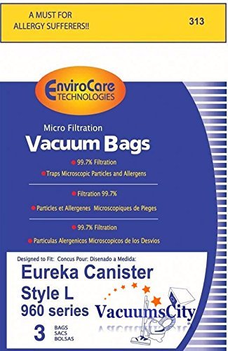 Eureka Canister Vacuum 960 Series Micro Filter Type L Bags 3 Pk Generic Part # 313