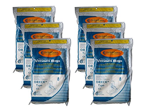Replacement Part For Oreck High Efficiency Paper Vacuum 48 Bags Type CC and XL Vacuums XL7 XL21 3000 4000 8000 9000 2000 3000 4000 8000 9000 XL200S XL21 XL-9100C XL-9200 with 6 Free Belts