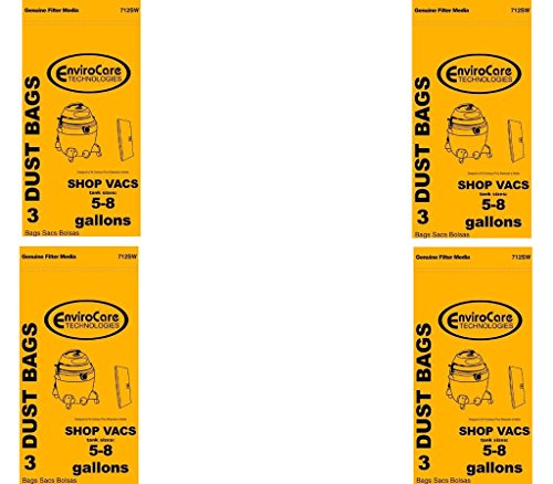 EnviroCare 12 ShopVac Type E 3-5 Gallon Wet/Dry Shop Vac Vacuum Bags 9066100