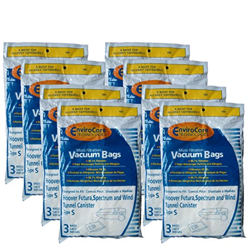 24 Hoover Windtunnel Allergy Vacuum Type S Bags, Futura, Spectrum, Power Max Vacuum Cleaners, 43655097, 4010064S, 4010344S, 43655093, 4010100S