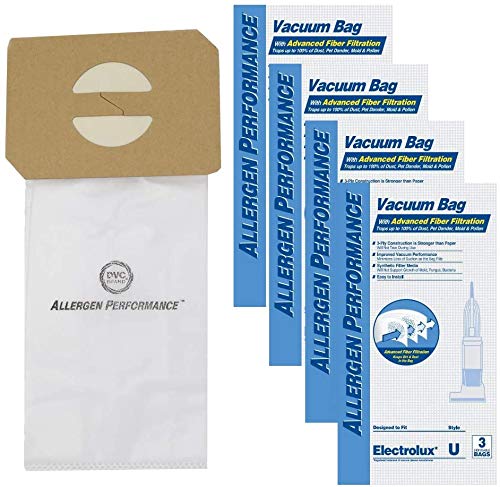 DVC Allergen Performance Synthetic Replacement Bags Style U Fit Electrolux Discovery I, II, III - 12 Bags