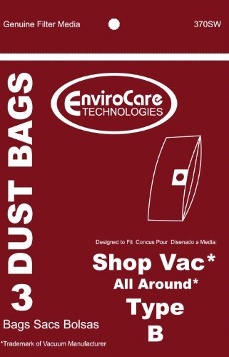 EnviroCare 3 ShopVac Type B #9066800 2-Gallon Wet/Dry Vacuum Bags 906-68-00 Shop Vac