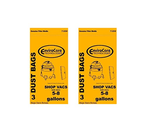 EnviroCare 6 ShopVac Type E 3-5 Gallon Wet/Dry Shop Vac Vacuum Bags 9066100