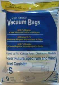 EnviroCare Replacement Micro Filtration Vacuum Cleaner Dust Bags made to fit Hoover Style "S" Futura, Spectrum, Power Max Vacuum Cleaners 9 pack