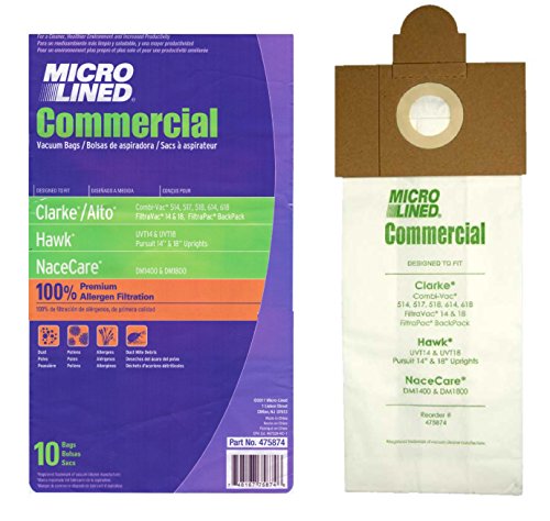 Clarke Combi-Vac, FiltraVac, FiltraPac Commerical Upright Bags, 100 Bags.