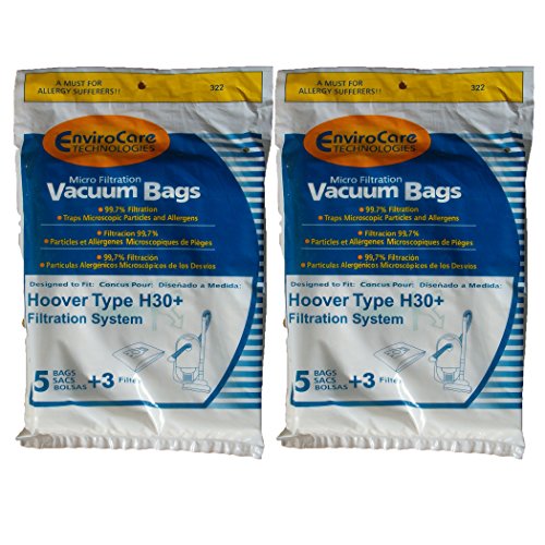 10 Hoover Telios, Arianne H30+ Allergy Vacuum Bags + Filters, Portable Canister, Runabout Vacuum Cleaners, 40101001, 09169855, S3330, S3332,S3320, S3420