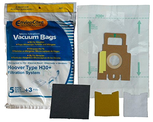 EnviroCare 5 Hoover H30 Canister Microfiltration Vacuum Cleaner Bags + Filters