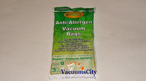 Hoover Platinum Series Upright Vacuum Cleaner Type Q Bags 3 Pk Generic Part # A890