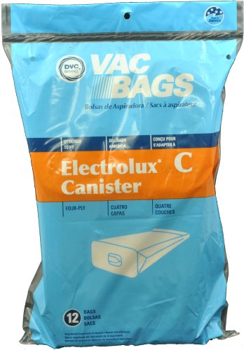 Electrolux Canister Style C Vacuum Cleaner Bags, DVC Replacement Brand, Self Sealing, 4 Ply Bags, Multi Filter Vacuum Cleaner Bags, 12 Bags in pack