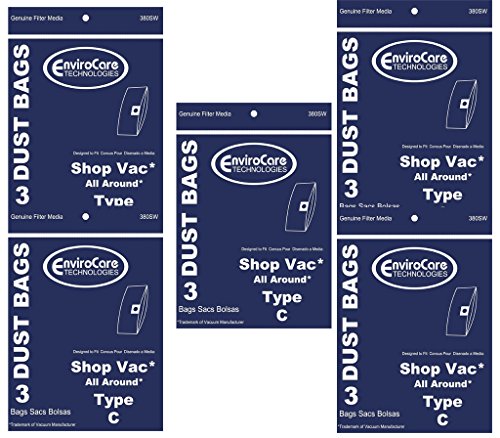 15 ShopVac Type C #9066900 Wet/Dry Vacuum Bags Shop Vac