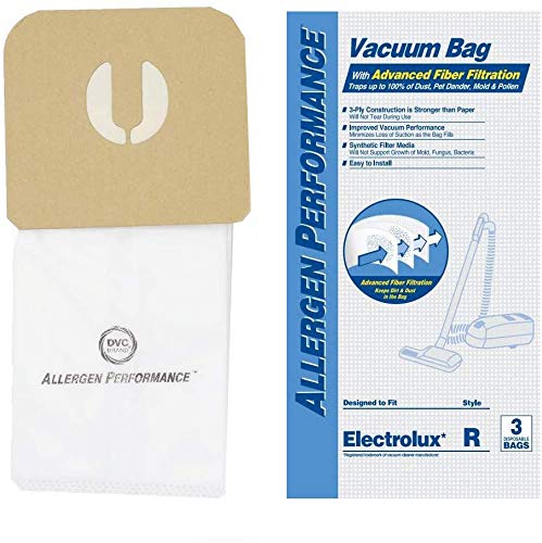 DVC Allergen Performance Synthetic Replacement Style R Fit Electrolux Epic, Guardian, Lux, Renaissance Canister Vacuums - 3 Bags