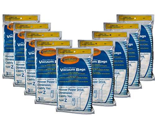 27 Hoover Allergy Vacuum Type Z Bags Power Drive Auto Drive Constellation Dimension Dirt Finder Futura Caddy Vac TurboPower PowerMax Breathe Easy 43655104 4010100Z 3500 3700 4500 6000 7000 series