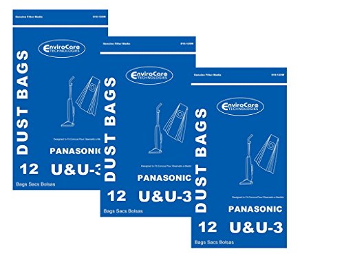 36 Panasonic U, U-3 & U-6 Single Ply Upright Vacuum Cleaner Bags MC-V145M, MC-115P, MC-V5000 -V5099, MC-V7300 - V7399, MC-V6200 - V6299