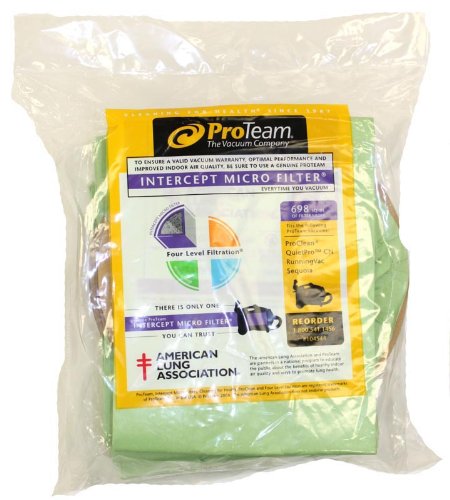 Replacement Part For ProTeam Intercept Micro Filter Bags QuietPro CN, Running Vac, Sequoia cm Vac Sequoia HP Vac (1 Pack) 10 Bags # compare to part 104544