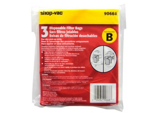 Genuine Shop Vac Style B Vacuum Bags 9066800 All Around Vac 2 to 2.5 Gallons Gal